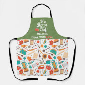 Moderne Schattigee groene keukengereedschap kookge Schort (Voorkant)