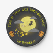 Moderne Schattigee Heksenzwarte Kat Halloween Kind Papieren Bordje (Voorkant)