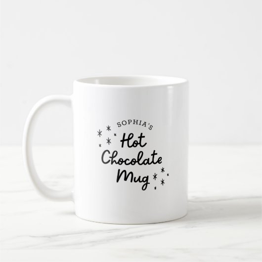 Moderne Schattigee kalligrafie Hot Chocolate Mok (Links)