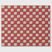 Moderne Schattigee kat Santa Xmas Holly checker Pa Cadeaupapier (Vlak)