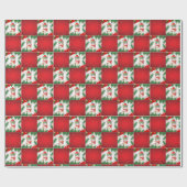 Moderne Schattigee kat Santa Xmas Holly checker Pa Cadeaupapier (Vlak)