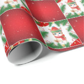 Moderne Schattigee kat Santa Xmas Holly checker Pa Cadeaupapier (Rol Hoek)