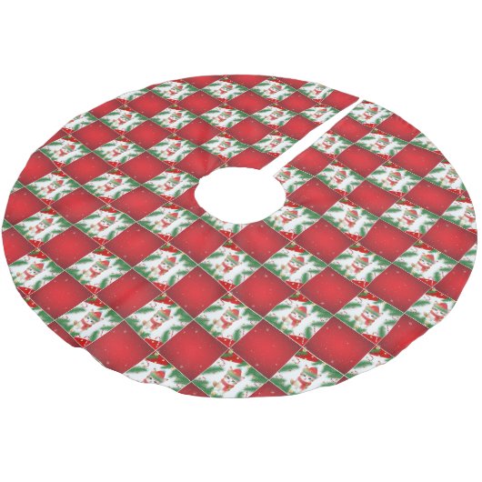 Moderne Schattigee kat Santa Xmas Holly checker Pa Kerstboom Rok (Gekanteld)