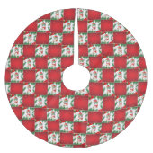 Moderne Schattigee kat Santa Xmas Holly checker Pa Kerstboom Rok (Voorkant)