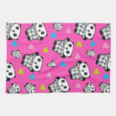 Moderne Schattigee Kawaii Panda roze harten Theedoek (Horizontaal)