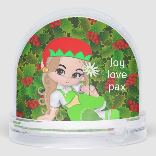 Moderne Schattigee kerst elf fee Sneeuwbol (Achterkant)