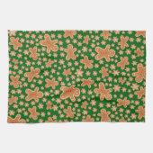 Moderne Schattigee Kerst Gingerbread Man Pattern Theedoek (Horizontaal)