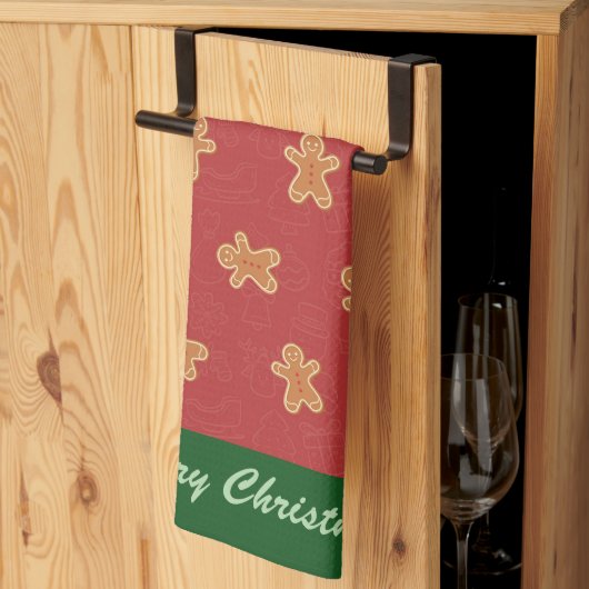 Moderne Schattigee Kerst Gingerbread Man Pattern Theedoek (Derde Gevouwen)