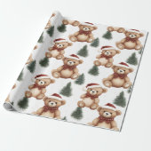 Moderne Schattigee kerst teddybeer Cadeaupapier (Uitgerold)