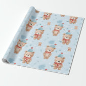 Moderne Schattigee kerst teddybeer Cadeaupapier (Uitgerold)