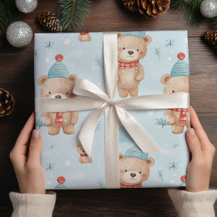 Moderne Schattigee kerst teddybeer Cadeaupapier
