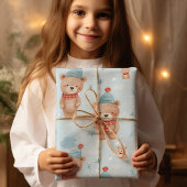Moderne Schattigee kerst teddybeer Cadeaupapier