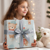 Moderne Schattigee kerst teddybeer Cadeaupapier
