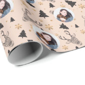 Moderne Schattigee kerstfoto Cadeaupapier (Rol Hoek)