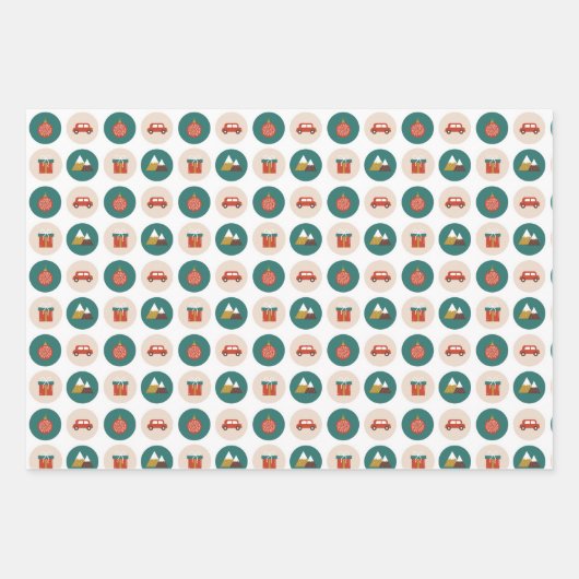 Moderne Schattigee kerstman op kerstavond Blauwgro Inpakpapier Vel (Voorkant 2)