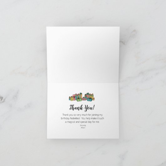 Moderne Schattigee Kleurrijke Gelukkige Verjaardag Bedankkaart (Binnen)