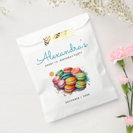 Moderne Schattigee kleurrijke turquoise macarons W Bedankzakje (Gezegeld)