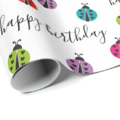 Moderne Schattigee kleurrijke verjaardag lieveheer Cadeaupapier (Rol Hoek)