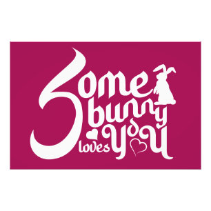 Moderne Schattigee liefde Pun enkele Bunny Magenta Foto Afdruk