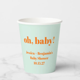 Moderne Schattigee Mint Oranje Baby shower Aangepa Papieren Bekers