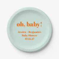 Moderne Schattigee Mint Oranje Baby shower Aangepa