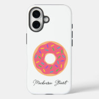 Moderne Schattigee naam Monogram Donut Roze Wit