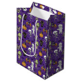 Moderne Schattigee Paarse Halloween Cartoon Patroo Medium Cadeauzakje (Voorkant Gekanteld)