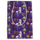 Moderne Schattigee Paarse Halloween Cartoon Patroo Medium Cadeauzakje (Voorkant)