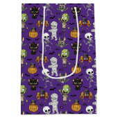 Moderne Schattigee Paarse Halloween Cartoon Patroo Medium Cadeauzakje (Achterkant)
