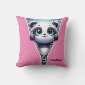 Moderne Schattigee Panda Kinder Personaliseer naam Kussen (Voorkant)