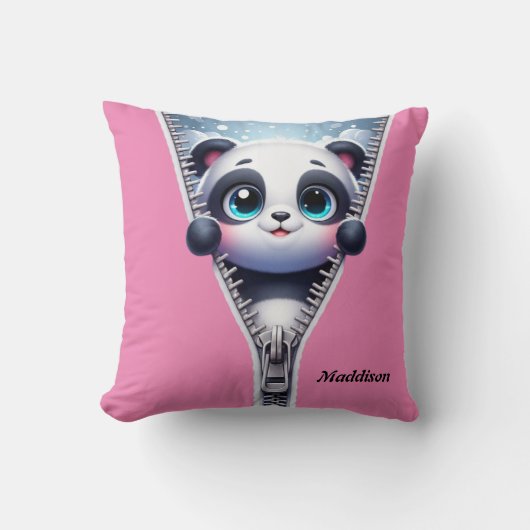 Moderne Schattigee Panda Kinder Personaliseer naam Kussen (Voorkant)