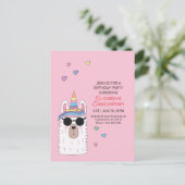 Moderne Schattigee partij Llamacorn Verjaardag Uitnodiging Briefkaart (Staand voorkant)