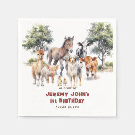 Moderne Schattigee Party Boerderijdieren Welkom Servet