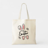Moderne Schattigee Pastel Roze Konijn  Naam Tote Bag (Achterkant)