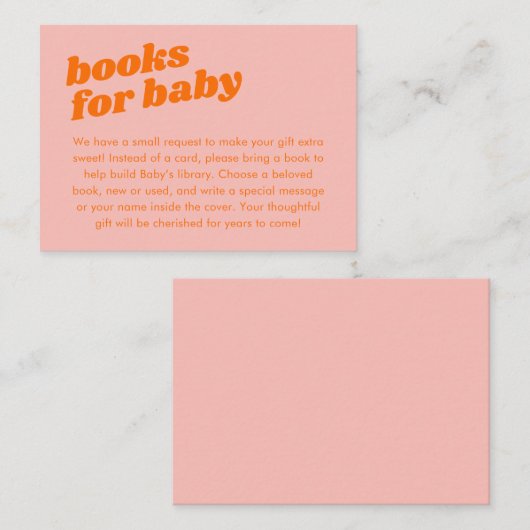 Moderne Schattigee Pastel Roze Oranje Baby shower Informatiekaartje (Voorkant / Achterkant)
