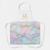 Moderne Schattigee pastelkleuren Glitter Monogram  Schort (Voorkant)