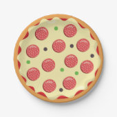 Moderne Schattigee Pizza Pie Verjaardags Pizza Par Papieren Bordje (Voorkant)
