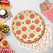 Moderne Schattigee Pizza Pie Verjaardags Pizza Par Papieren Bordje