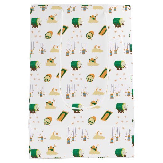 Moderne Schattigee ramadan Eid Mubarak Medium Cadeauzakje (Achterkant)