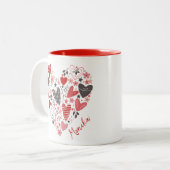 Moderne Schattigee rode harten - Love Monogram Tweekleurige Koffiemok (Voorkant links)