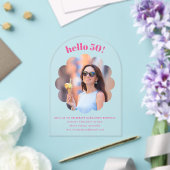 Moderne Schattigee Roze 50e Verjaardag Party Photo Acryl Uitnodigingen (Insitu (Huwelijk))