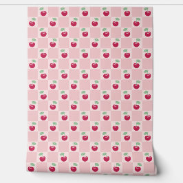 Moderne Schattigee roze Cherry Checkerboard Coquet Behang