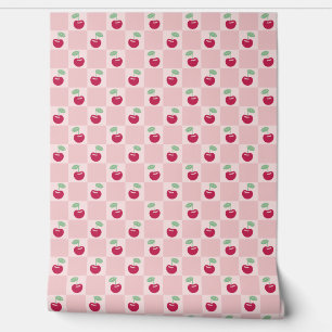 Moderne Schattigee roze Cherry Checkerboard Coquet Behang