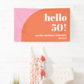 Moderne Schattigee Roze Oranje Boog 50e Verjaardag Spandoek (Insitu)