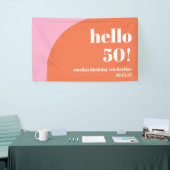 Moderne Schattigee Roze Oranje Boog 50e Verjaardag Spandoek (Beurs)