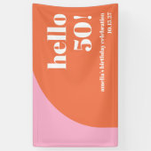 Moderne Schattigee Roze Oranje Boog 50e Verjaardag Spandoek (Verticaal)