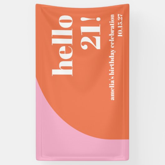 Moderne Schattigee Roze Sinaasappels Boog 21e Verj Spandoek (Verticaal)