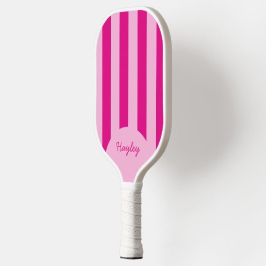 Moderne Schattigee Roze Streep Custom Name Pickleball Paddle (Links)
