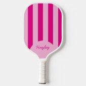 Moderne Schattigee Roze Streep Custom Name Pickleball Paddle (Achterkant)