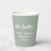 Moderne Schattigee Sage Groene Baby shower Aangepa Papieren Bekers (Voorkant)